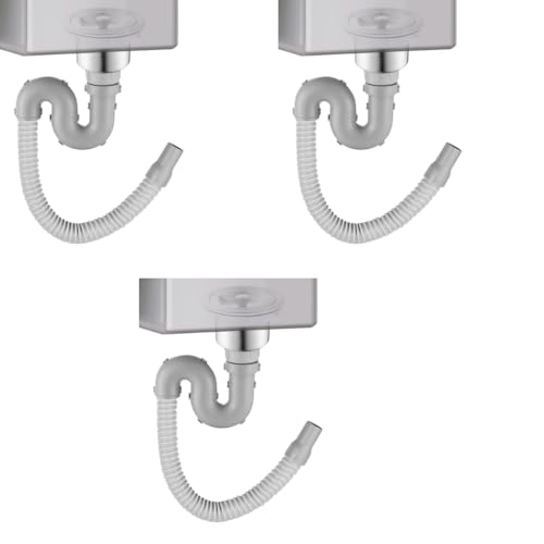 HASTHIP® Kitchen Sink Drain Pipe Kit with Universal Fit 3.35-4.33 Inches Stainless Steel Flange U-Shaped P-Trap Water Retaining Lid Anti-Clog Anti-Odor Robust for Home Use 3PCS HASTHIP® Kitchen Sink Drain Pipe Kit with Universal Fit 3.35-4.33 Inches Stainless Steel Flange U-Shaped P-Trap Water Retaining Lid Anti-Clog Anti-Odor Robust for Home Use 3PCS